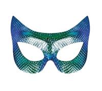 P'TIT CLOWN - 23376 - Loup Irridescent Effet Écailles Adulte - Masque Déguisement Unisexe - Avec Élastique - Accessoire Costume Carnaval, Fête Costumée, Évènement à Thème - Bleu