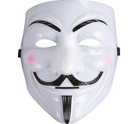 P'tit Clown - 23520 - Masque Adulte Rigide Anonyme Blanc - Braqueur, Anonymous, Vendetta, Hacker - Parfait pour Carnaval, Anniversaire, Halloween, Cosplay, Fêtes Costumées et Évènements à Thème