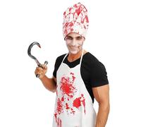 P'tit Clown - 23529 - Faux Crochet de Boucher Ensanglanté - Accessoire Déguisement Halloween Horreur - Effet Sanglant Réaliste pour Tueur, Boucher, Zombie ou Décor Maison Hantée - Plastique - 30 cm