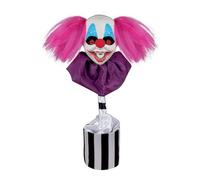 P'TIT CLOWN - 23535 - Automate Clown Halloween - Animatronique - Animatronics - Tête de Clown Animé, Sonore et Lumineux - Parfait pour Une Décoration Effrayante - 45 cm - Piles Non incluses