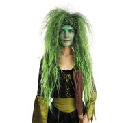 P'TIT CLOWN - 23588 - Perruque Sorcière Femme - Cheveux Longs Synthétiques - Parfaite pour Déguisement Halloween, Carnaval, Fêtes Costumées et Évènements à Thème - Sans Colle - Vert