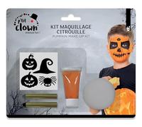P'TIT CLOWN - 23598 - Kit de Maquillage Citrouille Halloween Enfant avec Stickers - Palette de Couleurs, Pinceaux et Décorations - Make-up - Peinture Visage - Lavable - Non Toxique - Cosplay