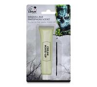 P'TIT CLOWN - 23606 - Fard Phosphorescent avec Pinceau - 28ml - Maquillage Déguisement - Peinture Visage - Make-up - Glow in the Dark - Adulte - Enfant - Halloween, Carnaval, Anniversaire, Cosplay
