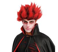 P'TIT CLOWN - 23616 - Perruque Diable - Cheveux Synthétiques - Parfaite pour Déguisement Halloween, Carnaval, Fêtes Costumées et Évènements à Thème - Sans Colle - Rouge