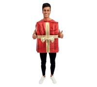 P'TIT CLOWN - 23638 - Costume Paquet Cadeau Rouge - Tunique - Déguisement Noël Adulte - Polyester - Taille Unique
