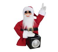 P'tit Clown - 23713 - Automate Noël - DJ Père Noël - Décoration Animée et Sonore - Animatronique Noël - Christmas Animatronic - H. 35 cm - Fonctionne avec Piles 3xAA (Non Incluses)