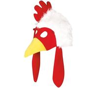 P'tit Clown - 23773 - Chapeau Intégral Poule - Accessoire Déguisement Carnaval, Halloween, Cosplay, Fêtes à Thèmes, Soirée Déguisées, EVG, EVJF - Blanc, Rouge, Jaune