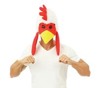 P'tit Clown - 23773 - Chapeau Intégral Poule - Accessoire Déguisement Carnaval, Halloween, Cosplay, Fêtes à Thèmes, Soirée Déguisées, EVG, EVJF - Blanc, Rouge, Jaune