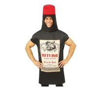 P'TIT CLOWN - 23786 - Déguisement Bouteille de Vin Adulte - Look Fun et Décalé -Parfait pour Carnaval, Fêtes Costumées, EVG, EVFJ, Fêtes du Vin, Halloween - Polyester - Taille Unique