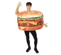 P'TIT CLOWN - 23788 - Costume Burger - Déguisement Hamburger Adulte - Unisexe - Tunique - Parfait pour Carnaval, Halloween, Cosplay, Fêtes Costumées - Polyester - Taille Unique - Multicolore