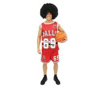 P'TIT CLOWN - 23808 - Déguisement Basketteur Adulte - Costume Sportif Humour, Drôle - Tenue Basket, Carnaval, Fêtes Costumées, Halloween, Soirées à Thème - Polyester - Rouge