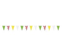 P'TIT CLOWN - 23881 - Guirlande fanions - Vert, Jaune, Blanc, Blanc à Pois - 10m
