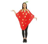 P'TIT CLOWN - 23924 - Costume Fraise Adulte - Unisexe - Déguisement Fruit et Légume - Pour Carnaval, Halloween, Cosplay, Fêtes Costumées et Évènements à Thème - Polyester - Taille Unique - Rouge