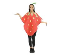 P'TIT CLOWN - 23924 - Costume Fraise Adulte - Unisexe - Déguisement Fruit et Légume - Pour Carnaval, Halloween, Cosplay, Fêtes Costumées et Évènements à Thème - Polyester - Taille Unique - Rouge