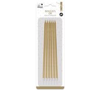 P'TIT CLOWN - 23965 - Bougie longue et fine - or - lot de 6