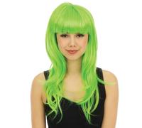 P'tit Clown - 23973 - Perruque Longue Raide à Frange - Long Fringed Wig - pour Carnaval, Fêtes à Thèmes, Soirées Costumées, Cosplay, Manga, Halloween - Adulte Femme - Cheveux Synthétiques - Vert