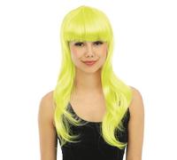 P'tit Clown - 23974 - Perruque Longue Raide à Frange - Long Fringed Wig - pour Carnaval, Fêtes à Thèmes, Soirées Costumées, Cosplay, Manga, Halloween - Adulte Femme - Cheveux Synthétiques - Jaune