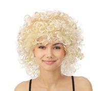 P'TIT CLOWN - 23982 - Perruque Mi-Longue Frisée - Accessoire Déguisement Carnaval, Fêtes à Thèmes, Soirées Costumées, Cosplay, Manga, Halloween - Adulte Femme - Cheveux Synthétiques (Blond)
