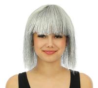P'tit Clown - 23985 - Perruque Disco Luxe - Accessoire Déguisement Carnaval, Pride, Festivals, Cosplay, Manga - Cheveux Synthétiques Haute Qualité - Argent