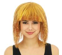 P'TIT CLOWN - 23986 - Perruque Disco Luxe - Accessoire Déguisement Carnaval, Pride, Festivals, Cosplay, Manga - Cheveux Synthétiques Haute Qualité - Or