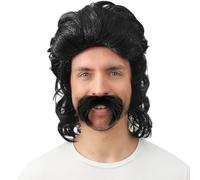 P'TIT CLOWN - 23999 - Perruque mi-longue avec moustache - noir