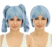 P'tit Clown - 24018 - Perruque Manga Femme Courte Couettes Détachables - Accessoire Déguisement Carnaval, Pride, Festivals, Cosplay - Cheveux Synthétiques Haute Qualité - Coiffable et Lisable