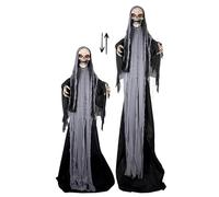 P'TIT Clown - 24063 - Automate Halloween Faucheuse Animée 180 à 240 cm - Animatronique Sonore et Lumineux - Décoration Halloween Effrayante - Piles Non Incluses (4xAA)