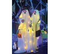 P'tit Clown - 24064 - Décoration Halloween Famille de 4 Fantômes - Sonore et Lumineux - Décoration Effrayante - Piles (12xAA) Non incluses - 160cm