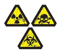 P'tit Clown - 24069 - Stickers Danger Biologique - Lot de 3 Panneaux 25x25 cm - Décoration Halloween Effrayante, Accessoires Muraux pour Fête Horreur, Soirée à Thème et Maison Hantée