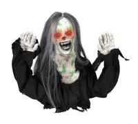 P'tit Clown - 24077 - Automate Zombie Rampant - Animatronique Halloween - Animatronic - Déco Sonore et Lumineuse - Maison Hantée, Horreur - Piles (3xAA) Non incluses - 35 cm