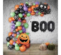 PTIT CLOWN - 24129 - Kit Ballons Halloween - 93 pièces - Déco Halloween Citrouille, Chauve-Souris et Ballons Multicolores