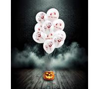 P'TIT CLOWN - 24134 - Ballon Ø 23cm - Halloween sanglant - blanc, rouge - lot de 10