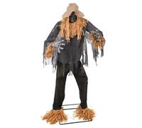 P'tit Clown - 24149 - Automate Halloween Épouvantail Animé - Animatronique Sonore et Lumineux avec Détecteur de Présence - Décoration Halloween Effrayante - Secteur ou 4 Piles AA - 180 cm