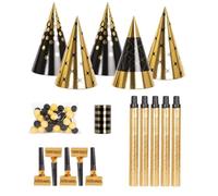 P'TIT CLOWN - 24360 - Kit cotillons sachet 5 personnes - or et noir