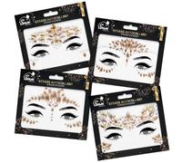 P'TIT CLOWN - 24367 - Strass pour le Visage Or - Modèle Aléatoire - Autocollants Festifs, Maquillage de Fête, Décoration Visage, Glitter, Nouvel An, Carnaval, Soirée Costumée