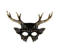 P'TIT CLOWN - 24480 - Masque renne - Accessoire Déguisement Adulte - Carnaval, Mardi Gras, Halloween, Cosplay - Plastique - Noir, Or