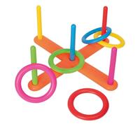 P'TIT CLOWN - 24538 - Jeu de Lancer d’Anneaux Enfant - Jeu d’Extérieur d’Adresse et de Précision - 5 Anneaux, 5 Piquets, Support à Assembler - Plastique