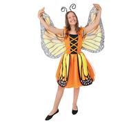 P'TIT CLOWN - 24541 - Déguisement Papillon Fille - Robe, Ailes, Serre-tête - Costume Enfant Carnaval, Anniversaire, Halloween, Fête Costumée - Orange (10/12 ans)