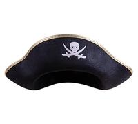 P'TIT CLOWN - 24600 - Chapeau Pirate avec Tête de Mort - Pirate's Hat - Accessoire de Déguisement - Pour Carnaval, Fêtes à Thèmes, Soirées Costumées, Manga, Halloween - Feutre - Adulte - Or/Noir
