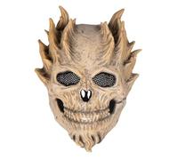 P'tit Clown - 24634 - Masque Intégral Mort-Vivant en Latex - Masque Squelette Effrayant avec Cornes - Accessoire Déguisement Halloween Horreur, Démon, Monstre - Carnaval, Cosplay et Fêtes Costumées