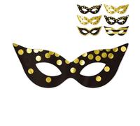 P'tit Clown - 24710 - Loup Papier métallisé - Lot de 6 - Masques Déguisement Soirées Costumées, Carnaval, Nouvel an, Noël, Fêtes de Fin d'Année, Anniversaires et Événements Festifs - Or, Noir