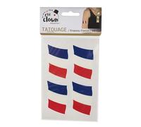 P'TIT CLOWN - Tatouages Éphémères - Non Toxique - Lavable à l'Eau - Facile à Appliquer et à Retirer - Parfaits pour supporter la France - (Bleu, Blanc, Rouge)