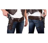 P'TIT Clown - 28270 - Ceinture de Cow Boy pour Revolver - Simili Cuir - avec Etui et Licol - Accessoire de Déguisement - pour Carnaval, Halloween, Cosplay, Fêtes à Thèmes - Marron - Unisexe