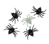 P'TIT Clown - 29991- Faux Araignées en Plastique - 4 Noires et 1 phosphorescente - Parfaits pour Décoration Halloween