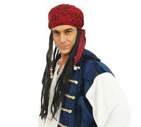 P'TIT CLOWN - 34750 - Perruque Pirate - Pirate's Wig - Accessoire de Déguisement avec Dreadlocks et Foulard - Pour Carnaval, Fêtes à Thèmes, Cosplay, Halloween - Cheveux Synthétiques - Adulte Homme