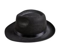P'TIT CLOWN - 34760 - Chapeau Borsalino - Rayé Noir et Blanc - Gangster, Mafia, Al Capone - Accessoire de Déguisement - Pour Carnaval, Fêtes à Thèmes, Soirées Costumées, Cosplay - Adulte - Noir