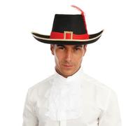 P'TIT CLOWN - 34950 - Chapeau de Mousquetaire Adulte - Accessoire de Déguisement - Parfait pour Carnaval, Fêtes à Thèmes, Halloween, Soirées Costumées, Nouvel An, Cosplay - Feutre avec Plume - Noir