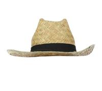 P'TIT CLOWN - 35300 - Chapeau Paille avec Ruban Noir - Cowboy, Cowgirl, Aventurier - Accessoire de Déguisement - Pour Carnaval, Fêtes à Thèmes, Soirées Costumées, Manga, Cosplay - Adulte Unisexe