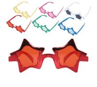 P'TIT CLOWN - 35322 - Lunettes Étoiles Métallisées - 1 Paire de Lunettes Couleur Aléatoire - Accessoires de Déguisement Rock Star, Pop Star, Carnaval, Cosplay, Spectacle, Fête Costumée