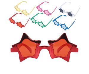 P'TIT CLOWN - 35322 - Lunettes Étoiles Métallisées - 1 Paire de Lunettes Couleur Aléatoire - Accessoires de Déguisement Rock Star, Pop Star, Carnaval, Cosplay, Spectacle, Fête Costumée